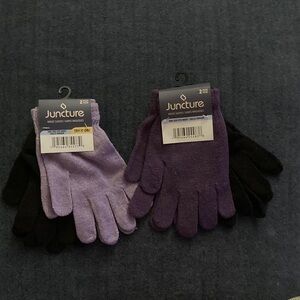 NWT Juncture Purple and Black Magic Comfy Gloves Set 4 pairs